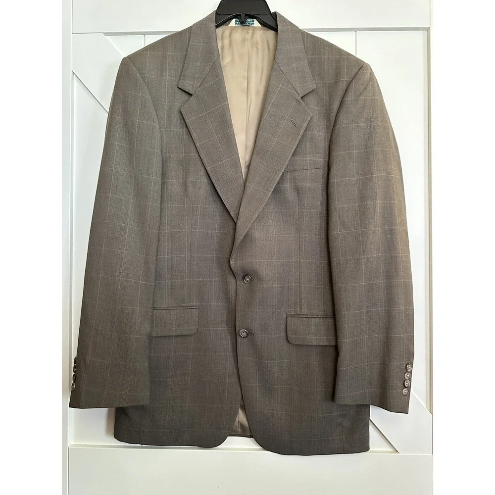 EVAN PICONE International  Men's Brown Windowpane Wool Blazer‎ 40L